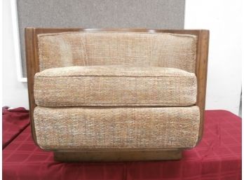 Upholstered Barrel Style Chair With Oak Frame