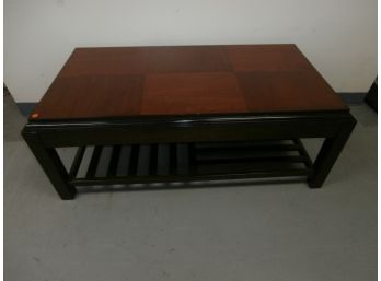Cherry Finish Coffee Table With Slat Stretcher Base