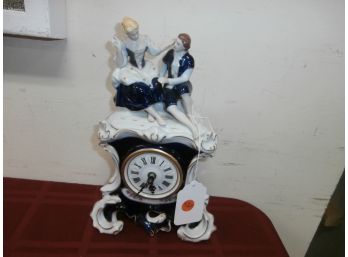 Royal Dux 'Romance' Porcelain Clock Figural Made In Czechoslovakia