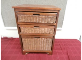 Pine Chest With 3 Pine And Wicker Drawers