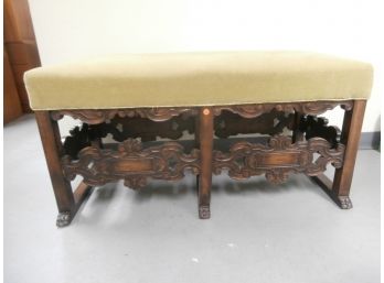 Upholstered Settee Bench With Carved Paw Foot Base