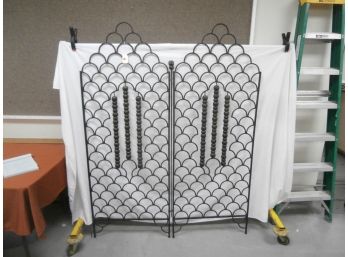 2 Part Wrought Iron Room Divider With Decorative Elements