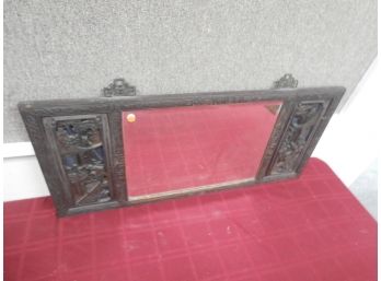 Beveled Glass Carved Mirror With Asian Scenes Of Every Day Life