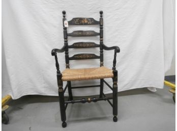 Hitchcock Ladder Back Chair With Stencil Design And A Rush Seat