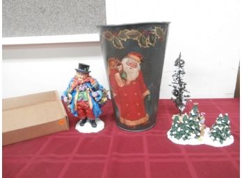 Christmas Decor Lot Including Dept. 56 And Maple Sap Metal Container, Signed
