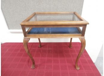 Mahogany End Table/showcase With Glass Panels