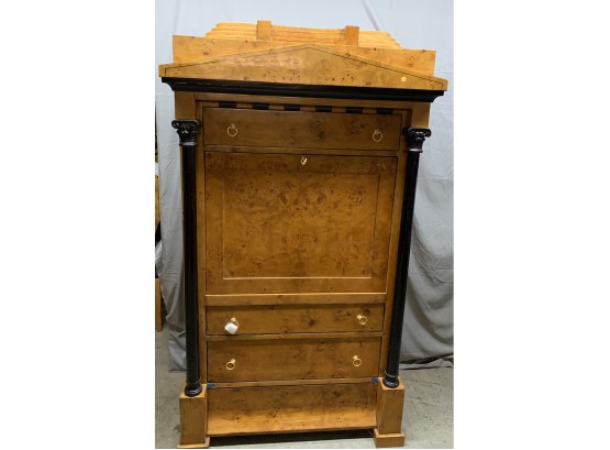 French Style Abattant Desk With Burled Wood And Inlaid Desk