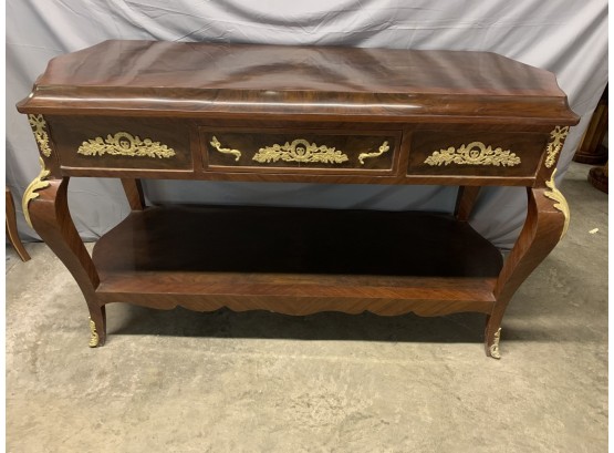 Bombay Style Hall Table With Center Drawer And Gold Ormolu