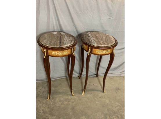 Pair Of Marble Top Tables With Gold Ormolu