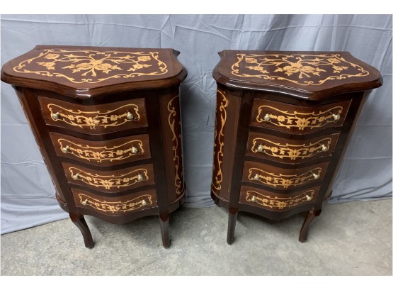Pair Of 4 Drawer Decorated Bombay Style Stands