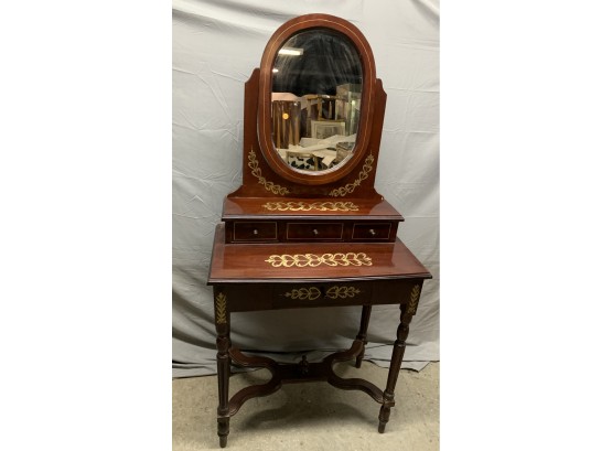 Gold Decorated Vanity With Mirror