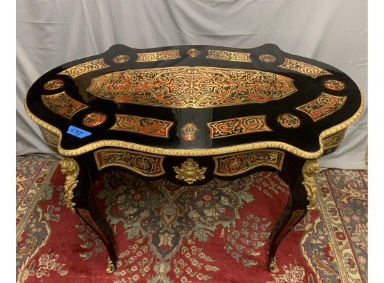 Turtle Top Inlay Center Table With Red And Brass Details
