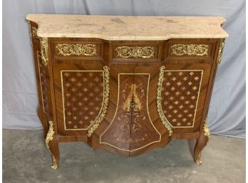 Marble Top Server With Ormolu And Inlaid Detail