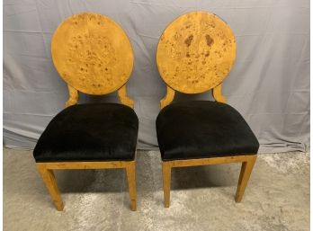 Pair Of Burled Round Back Chairs