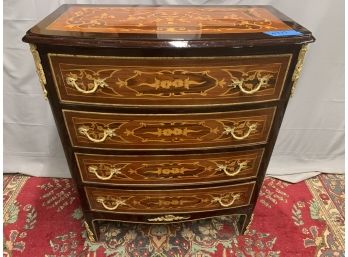 Inlaid 4 Drawer Chest With Inlaid Sides And Gold Ormolu