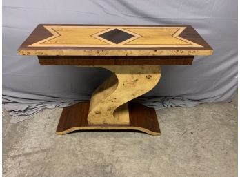 Burled And Inlaid Hall Table With A S Shaped Base