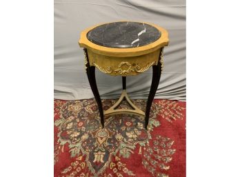 Black Marble Top Table With Burled Wood And Gold Ormolu