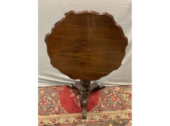 Mahogany Tilt Top Table With Carved Base