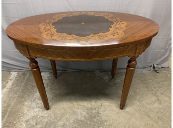 Oval Inlaid Center Table With Great Two Tone Colors
