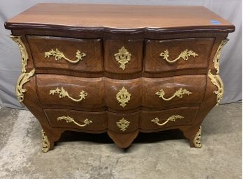 Inlaid Front 3 Drawer Bombay Style Chest With Gold Ormolu