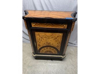 Inlaid Burled Hall Cabinet With 1 Door And 1 Drawer