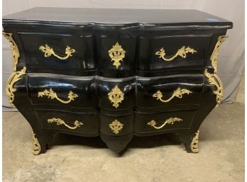 Black 3 Drawer Bombay Chest With Gold Ormolu