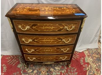 Inlaid 4 Drawer Chest With Inlaid Sides And Gold Ormolu