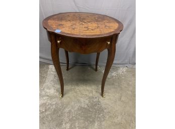 Round Inlay Table With 1 Drawer And Ormolu Feet