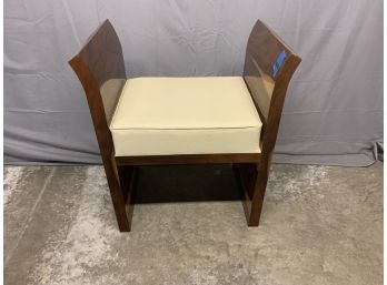 Two Tone Flared Stool With A Leather Seat