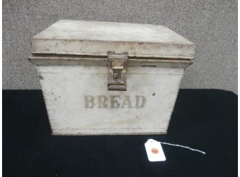 Metal Stenciled Bread Box Hinged Lid With Handles