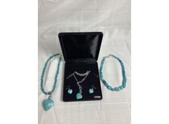 3 Sterling Turquoise Necklaces