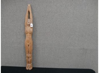 Carved Wooden Figure Of Female Nude Diver, Unsigned