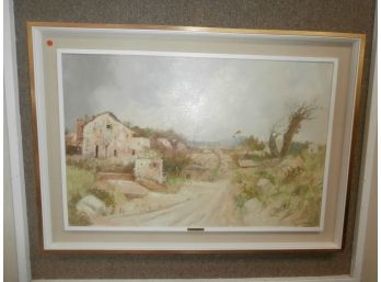 Oil On Canvas Landscape With Structures P. Kremer, Signed KREMER