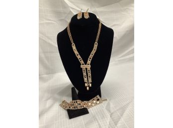 Three Piece Costume Jewelry Set, Includes A Necklace, Earrings And A Bracelet