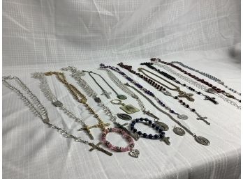 Religious Lot With Rosary’s And Jewelry