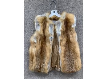 Vintage Rein And Moriber Fox Fur Vest-Genuine Red Fox With Leather Inserts