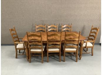 High Quality Oak Dinning Room Table With 8 Chairs And Two Leaves