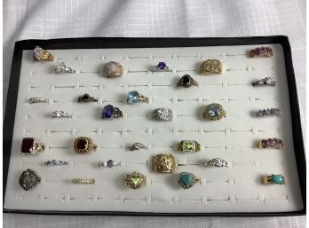 30 Assorted Sterling Silver Rings Some With Gemstones  142.4 Grams