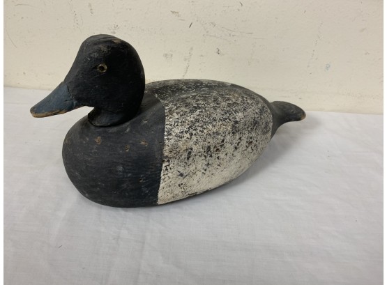 Carved Wooden Hand Painted Duck Decoy With Glass Eyes