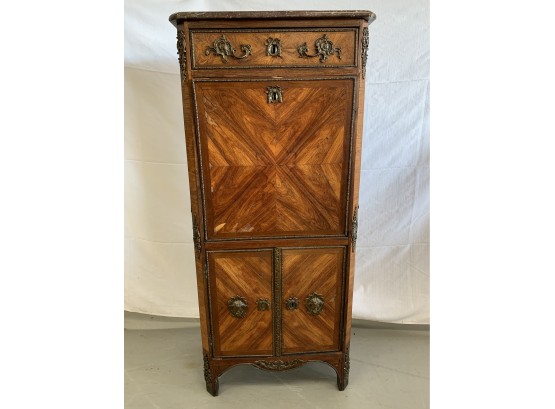 French Inlaid Abattant Desk With A Marble Top