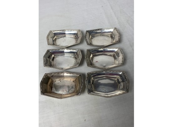 Set Of 6 Sterling Silver Nut Dished