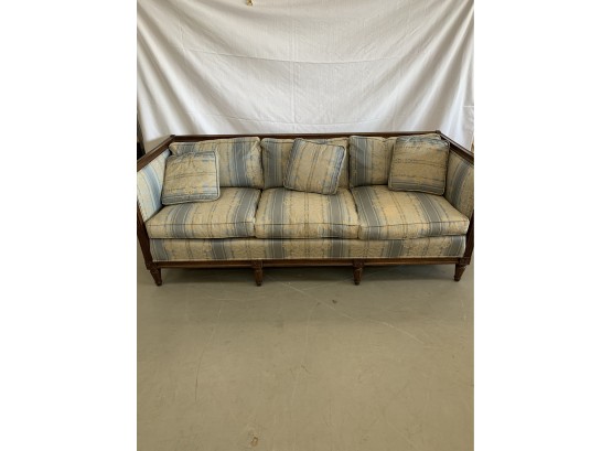 Carved Sofa With Blue Fabric
