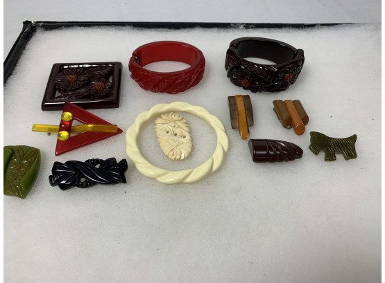 Vintage And Early Plastic Jewelry Including Some Bakelite