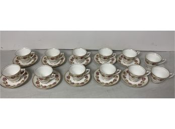 Set Of 10 Royal Worcester “Montpelier” Cups And Saucers