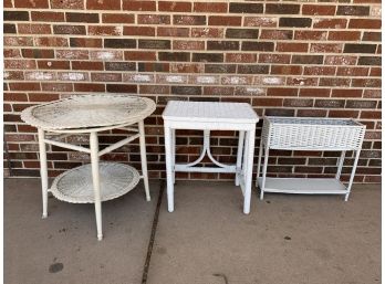 3 Wicker End Tables And Plant Stand
