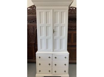 Large White Two Piece Entertainment Cabinet