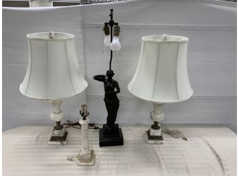 4 Marble Or Bronze Lamps