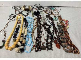 Costume Jewelry Grouping With Necklaces And Beads