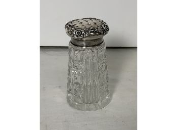 Antique Sterling Silver Topped Pressed Glass Sugar Shaker