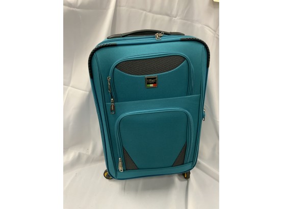 Teal Suitcase On Rollers-villagio